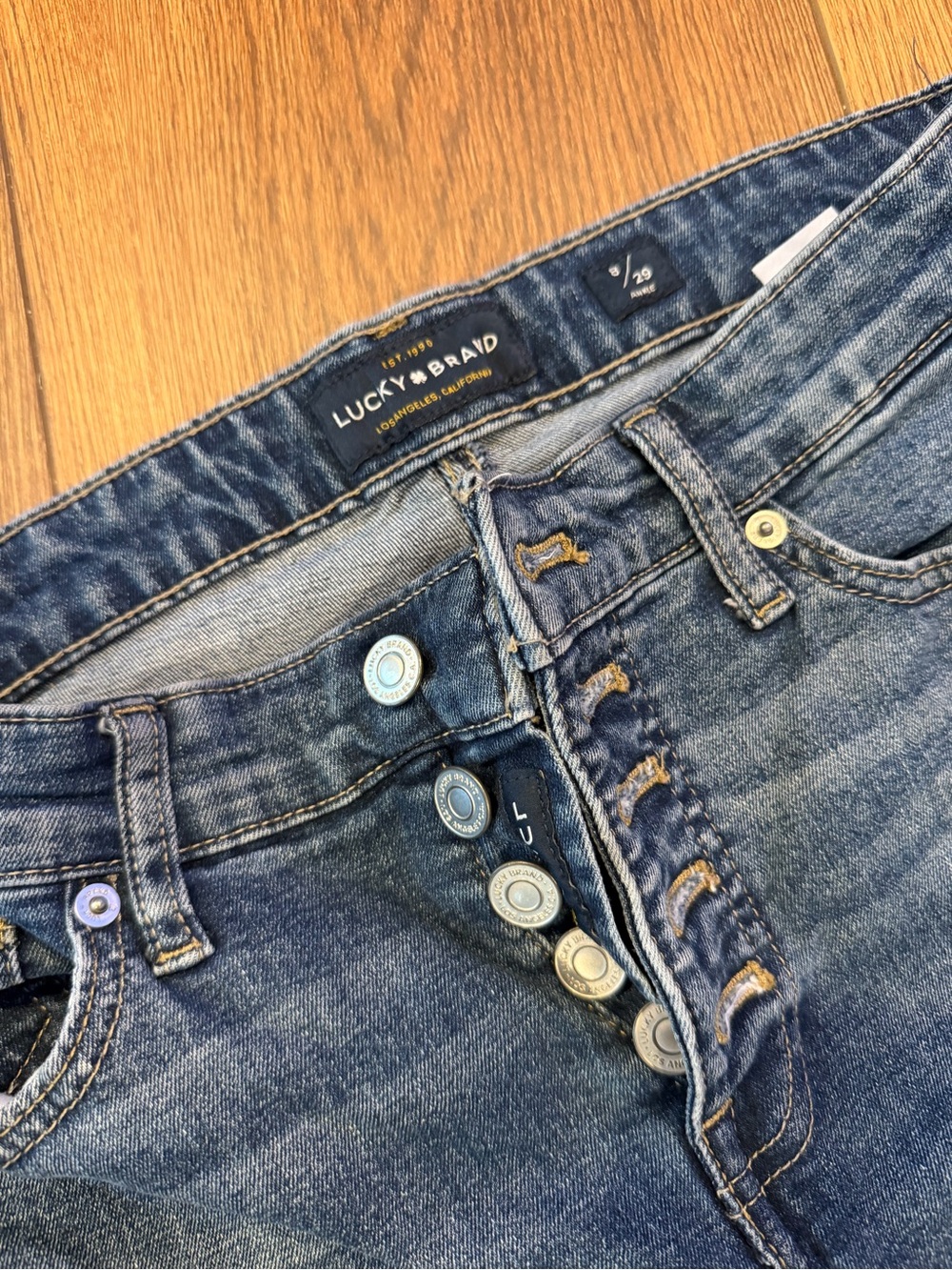 Lucky Brand Women's Dark Blue High-Rise Button-Fly Jeans